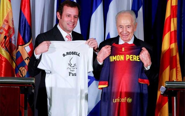 Sandro Rosell y Simon Peres Barca Israel