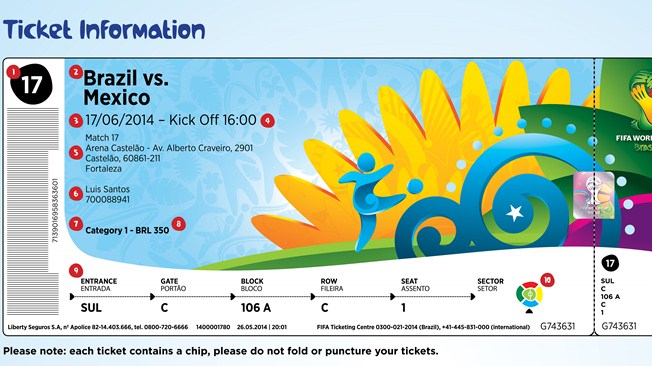 Entrada ticket Mundial FIFA Brasil 2014