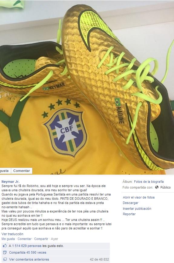 Neymar Facebook botines Hypervenom dorados