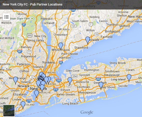 New York City Football Club Pubs Map Mapa