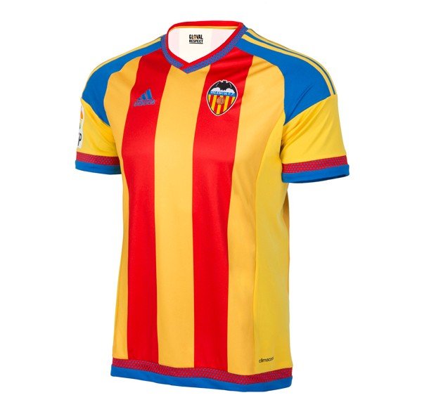 Camiseta Valencia adidas away Senyera 2015-16 frente