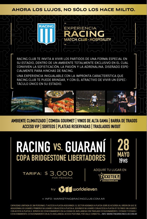 Racing Hospitality Copa Libertadores 2015