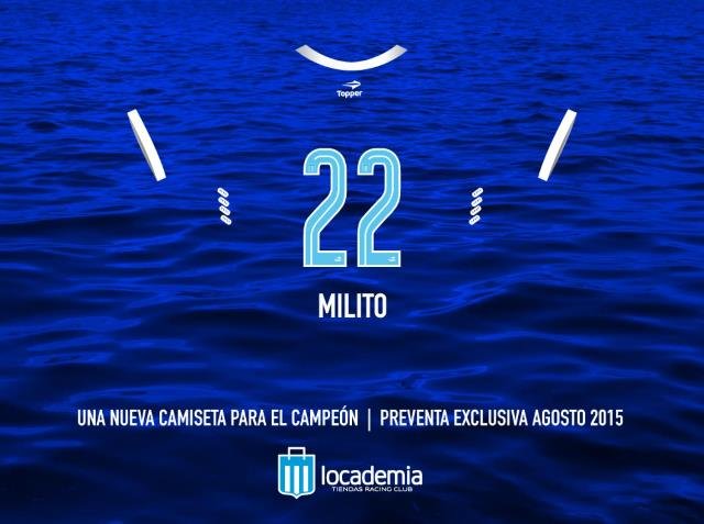 Camiseta Alternativa Topper Racing Club 2015 Preventa - Milito